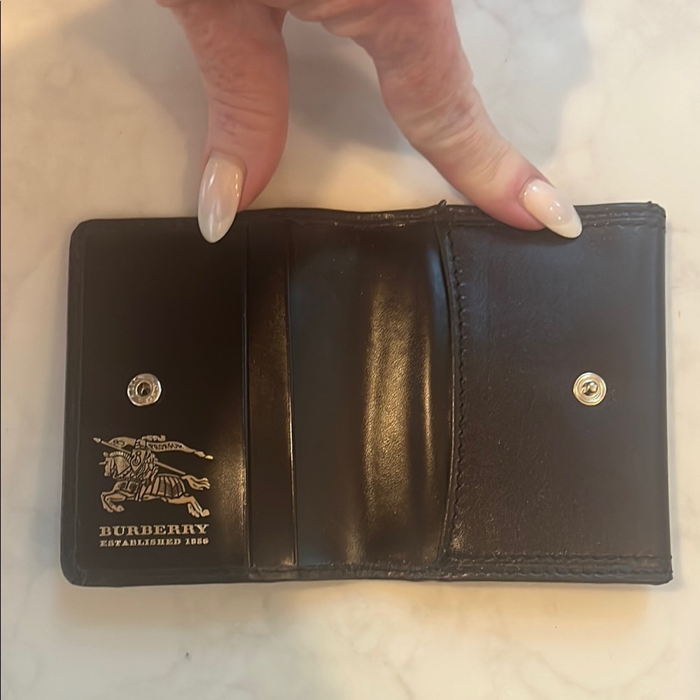 Burberry Tan and Brown Checkered Wallet Coin Purse with Gold Detail - Picture 2 of 8
